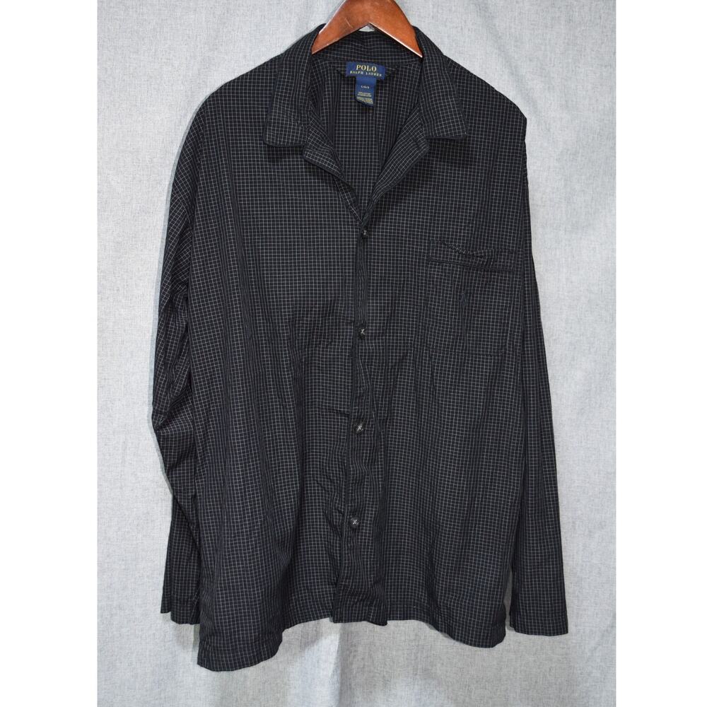 Polo Ralph Lauren Men’s Pajama Set Black Micro-Grid Check 100% Cotton – Large - Picture 1 of 5